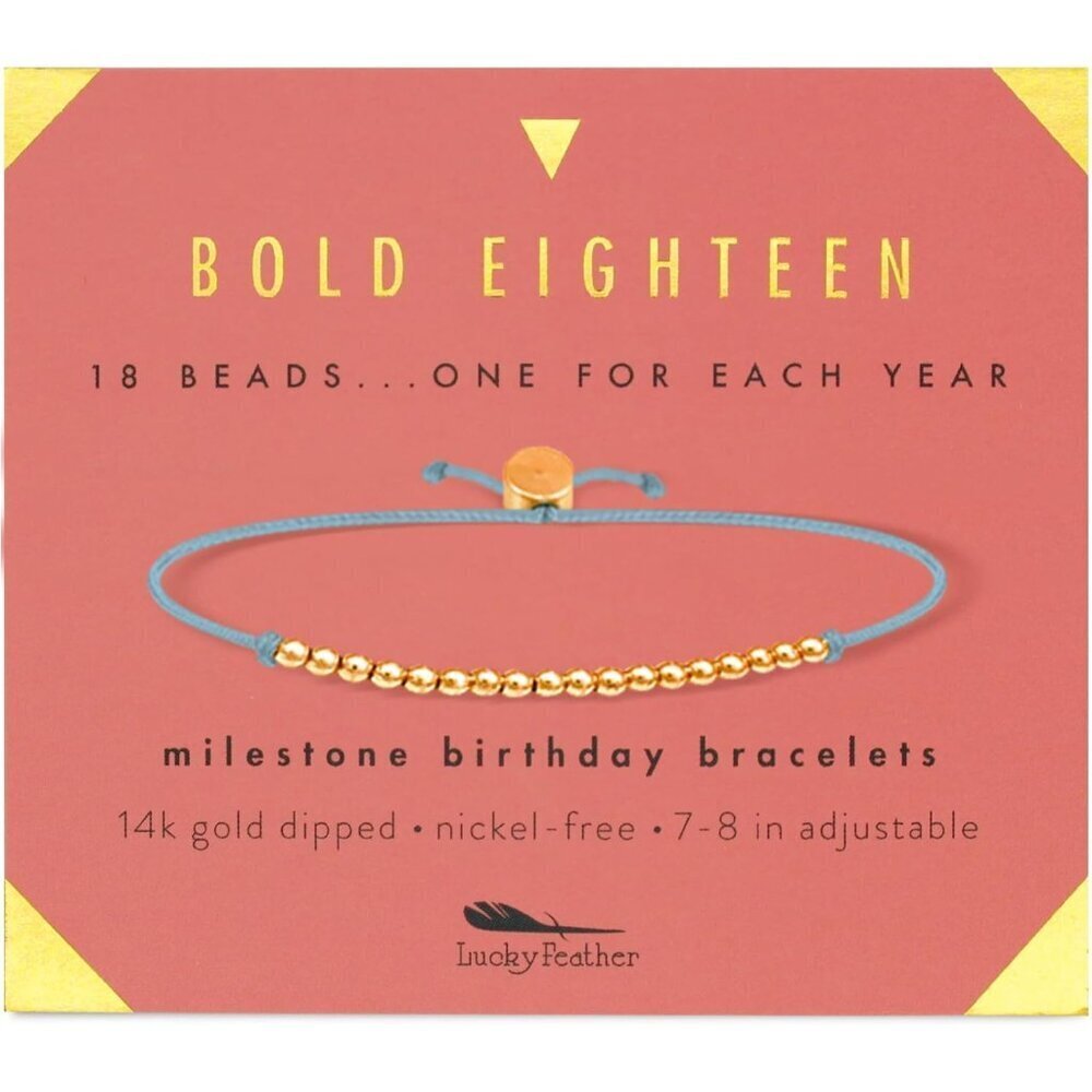 18th Birthday Bracelet Gold Silver Dipped Beads Adjustable Cord Gift